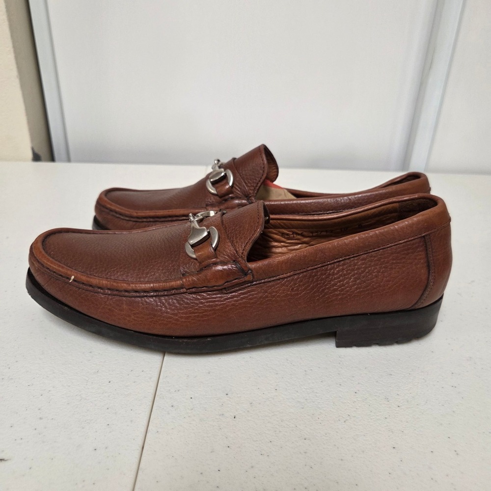 Allen Edmonds Arezzo Brown Pebbled Leather Bit Loafers Made in Italy Mens 10 D